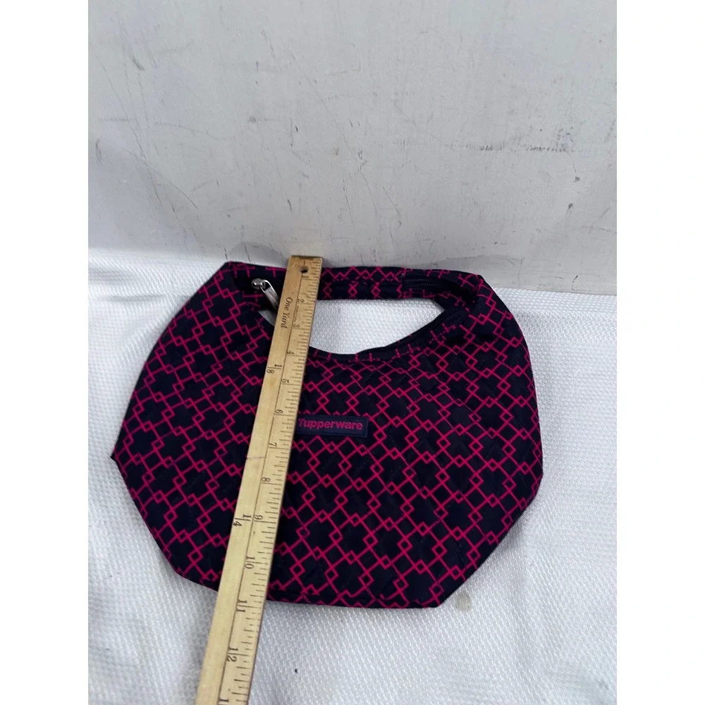 Tupperware Insulated Lunch Bag‎ OS Navy Pink Quilted Geometric Tote Women